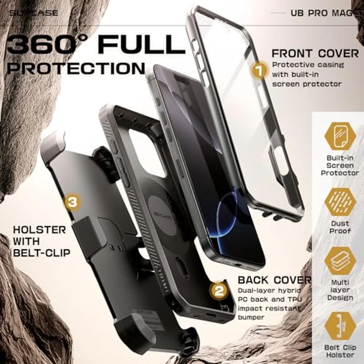 Supcase Unicorn Beetle Pro Mag, Smartphone Hülle für Apple iPhone 16 Pro Max, Schwarz, robust mit MagSafe-Kompatibilität und militärischer Zertifizierung – Bild 7