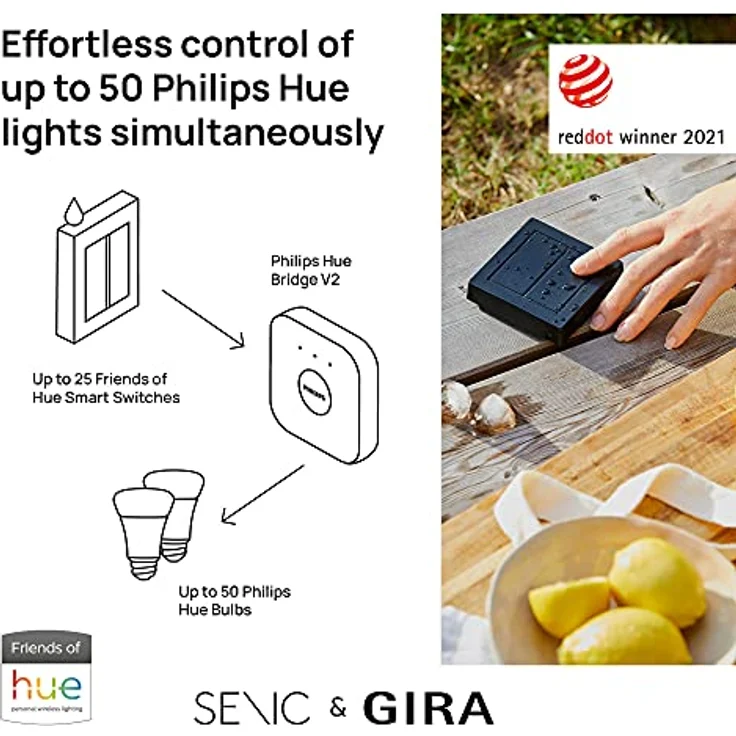 Senic Friends of Hue Outdoor Switch batterieloser Schalter Homekit Schwarz (100187) – Bild 2