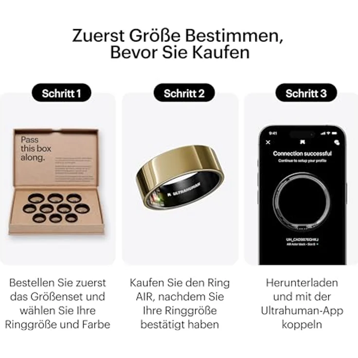 Ultrahuman Ring Air (50, Bionic Gold), Smart Ring zur Gesundheitsüberwachung, Gold, ultradünnes Design, 2,4 g leicht, mit 6-Achsen-Sensor – Bild 2