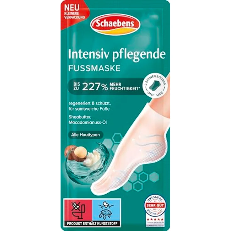Schaebens Intensiv pflegende Fußmaske, 2 Socken, regeneriert & schützt mit Sheabutter und Macadamianuss-Öl für alle Hauttypen – Bild 1