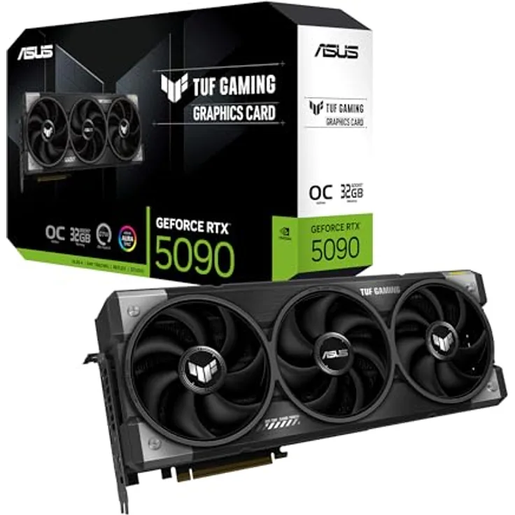 ASUS TUF Gaming GeForce RTX 5090 OC Edition 32GB GDDR7 Grafikkarte, Militärqualität, 3,6 Slot Design, PCIe 5.0, 2X HDMI 2.1b, 3X DisplayPort 2.1a, TUF-RTX5090-O32G-GAMING