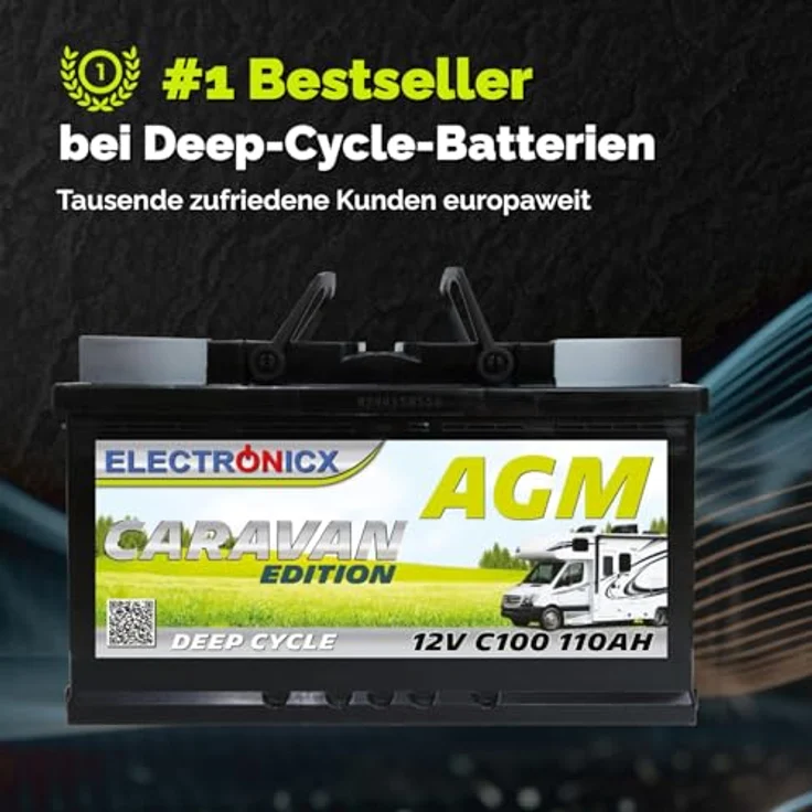 Electronicx Caravan Edition AGM Batterie 110AH, wartungsfreie 12V Versorgungsbatterie für Wohnmobile und Boote – Bild 5