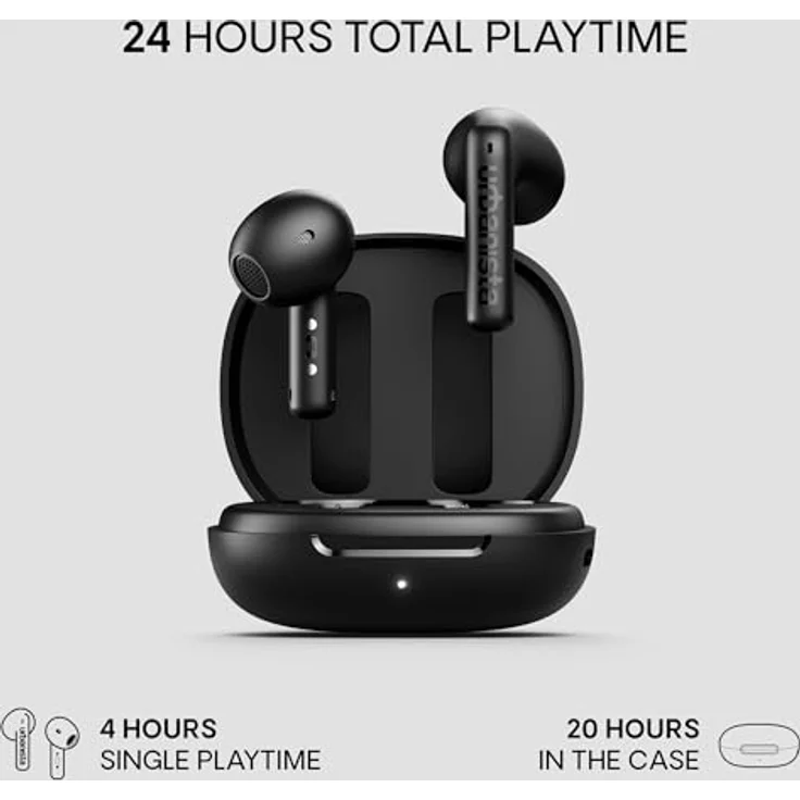 Urbanista Santa Monica, True Wireless In-Ear-Kopfhörer mit aktiver Geräuschunterdrückung, Mitternacht Schwarz, bis zu 24 Stunden Akkulaufzeit – Bild 3