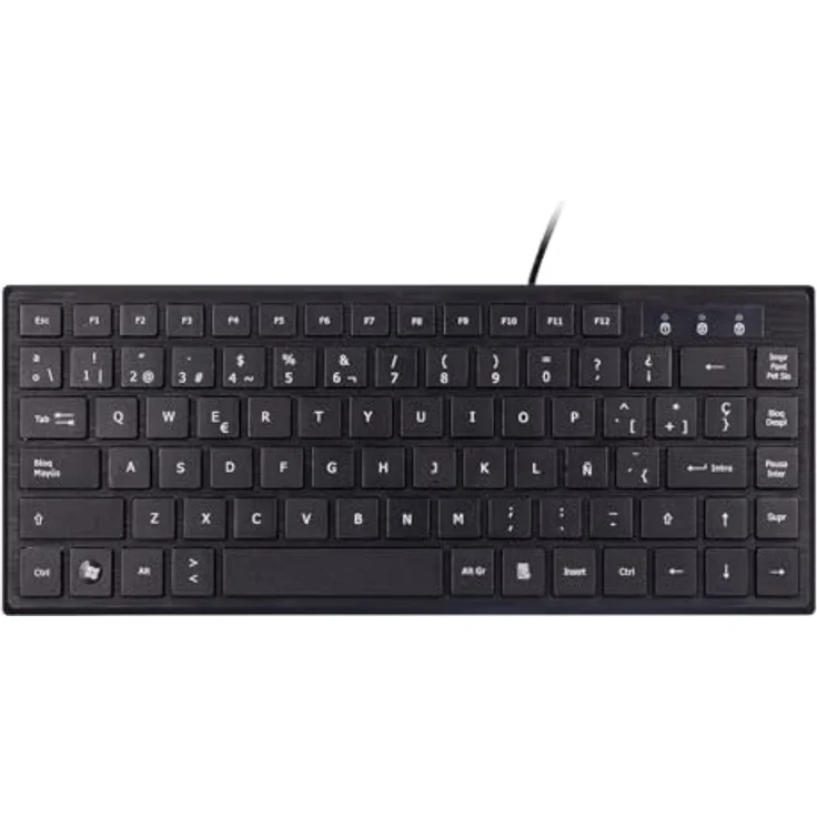 Unykach KB302 Mini Ultraflache Tastatur, 83 Tasten, leise, mattschwarz, USB-Anschluss, spanisches QWERTY-Layout, universelle Kompatibilität – Bild 2