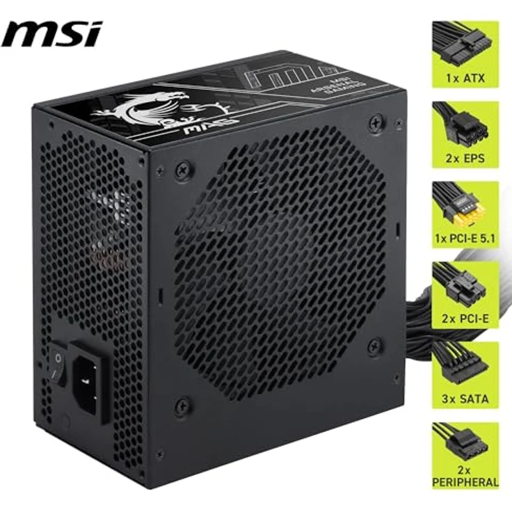 MSI MAG A650BN PCIE5 III Netzteil, 650W, 80 Plus Bronze, ATX 3.1, PCIe 5.1 GPU Unterstützung, native 12V-2x6 Anschlüsse, mattschwarz – Bild 5