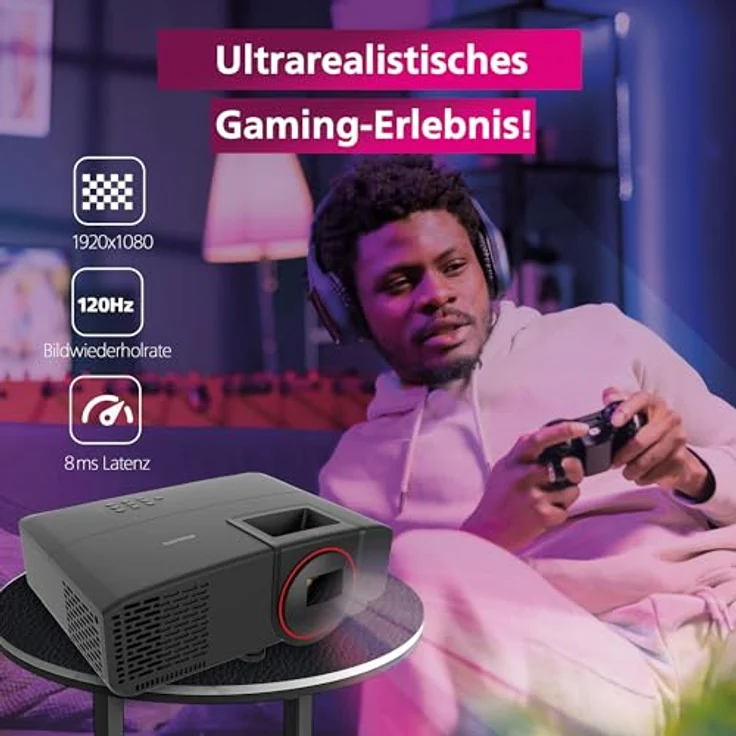 Philips GamePix 800 Smart Beamer, DLP 1920 x 1080 Pixel, Full HD, 120 Hz, Google TV, 2500 ANSI Lumen, Schwarz – Bild 2
