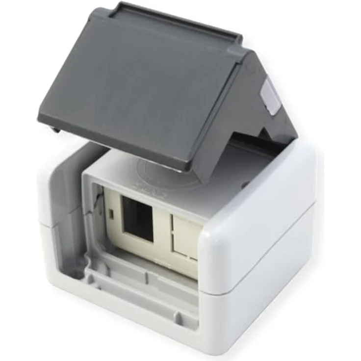 Telegärtner Netzwerkdose Aufputz CAT 5e/6/6a, IP44 Anschlussdose mit bruchsicherem grauem Gehäuse für bis zu zwei Datenanschlüsse – Bild 2