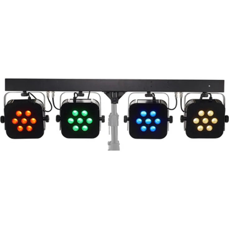 Stairville Stage Quad LED Bundle RGB WW, Scheinwerfer Set mit 4x 7W 4-in-1 LEDs, DMX steuerbar, inklusive Transporttasche