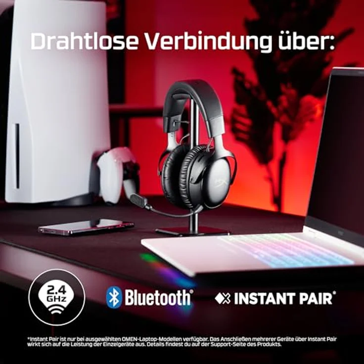 HYPERX Cloud III S, Over-ear Gaming Headset mit 120 Stunden Akkulaufzeit, Bluetooth, Schwarz, Rot – Bild 6