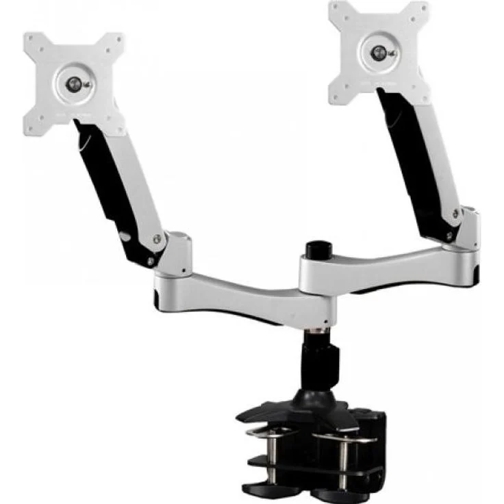 Aavara AC742 Tischhalterung für 2 Flachbildschirme 38-61 cm, höhenverstellbar, schwarz/silber, VESA-kompatibel, integriertes Kabelmanagement
