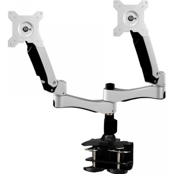 Aavara AC742 Tischhalterung für 2 Flachbildschirme 38-61 cm, höhenverstellbar, schwarz/silber, VESA-kompatibel, integriertes Kabelmanagement