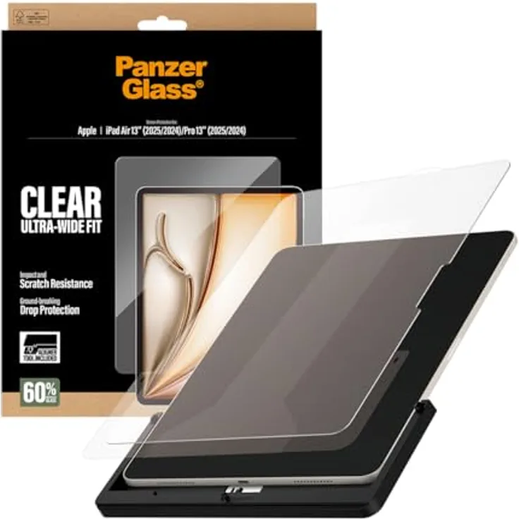 Panzer Glass Screen Protector iPad Air 13" (2024-2025) | Pro 13" (2024-2025) | Ultra-Wide Fit, kratzfest und bruchsicher mit Fastfit Tool