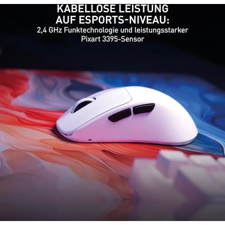 CHERRY XTRFY M64 Wireless Gaming-Maus, 2,4 GHz Funk, esports-optimiert, Ultraleicht, Ergonomisch (Weiß) – Bild 4