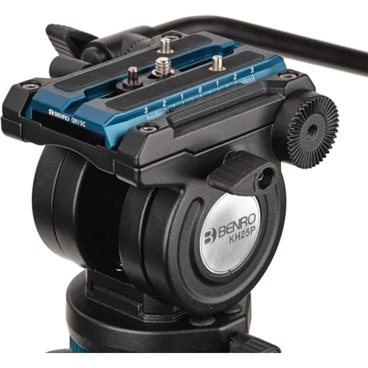 Benro KH25PC Videostativkit, Aluminium Videostativ mit 75-156 cm Höhe, 6,8 kg Traglast, kontinuierlicher Schwenkwiderstand, Wasserwaage – Bild 7