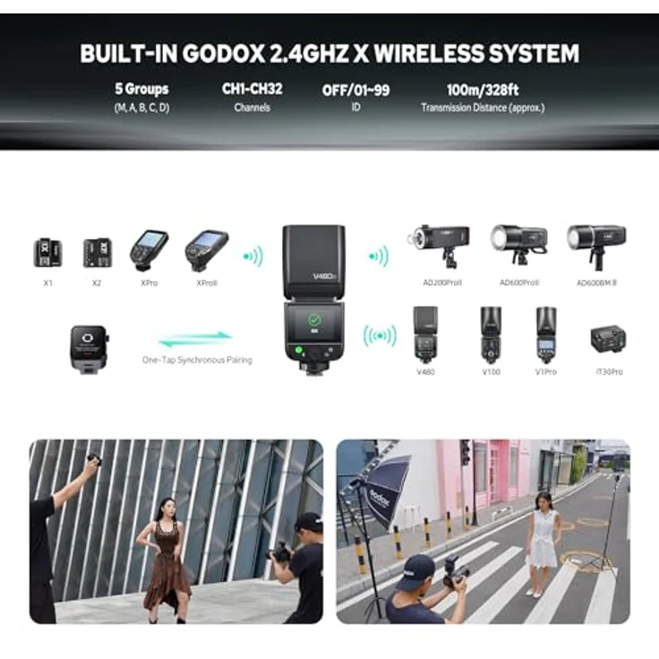 Godox V480 F, Blitzgerät mit Akku für Fujifilm, leistungsstarker Aufsteckblitz – Bild 4