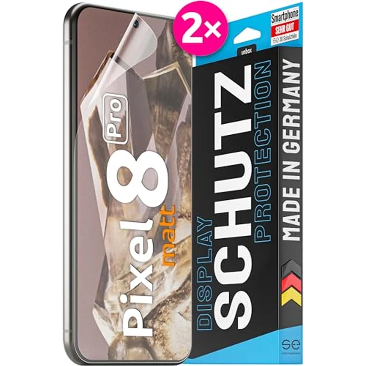 smart engineered 2X se® 3D SCHUTZFOLIE Entspiegelt für Google Pixel 8 Pro, Anti-Staub, blasenfreie Installation, 100% kompatibel mit Fingerabdruck & FaceID, Ultra-Klar, Stoß-Kratzfest, made in Germany – Bild 1
