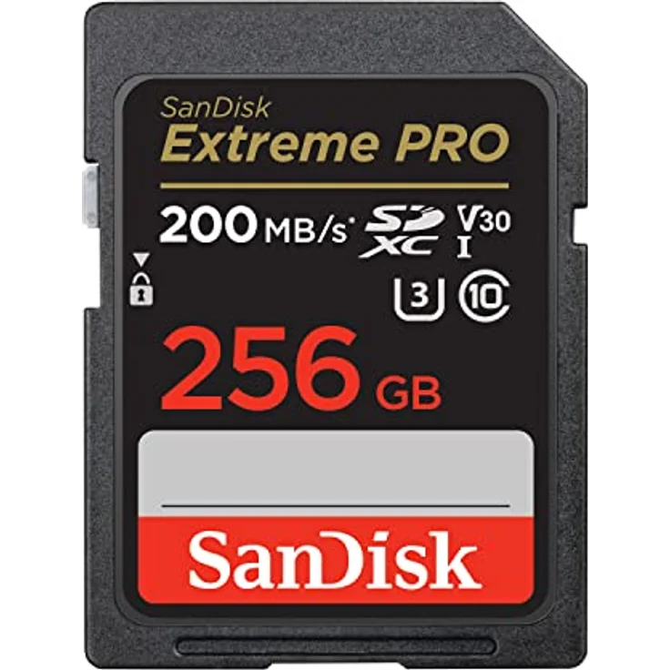 SanDisk Extreme PRO SDXC UHS-I Speicherkarte 256 GB (V30, Übertragungsgeschwindigkeit 200 MB/s, U3, 4K UHD Videos, SanDisk QuickFlow-Technologie, temperaturbeständig) – Bild 1
