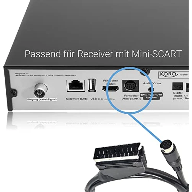 Xoro AV3 Audio-Video Adapterkabel (für HRT 8772-8780, SCART, 1,5 Meter, ACC400513) schwarz – Bild 5