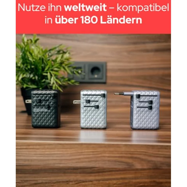 Verbatim Charge 'N' Travel 100W, Universal-Reiseadapter mit integriertem USB-C Kabel, lila – Bild 8