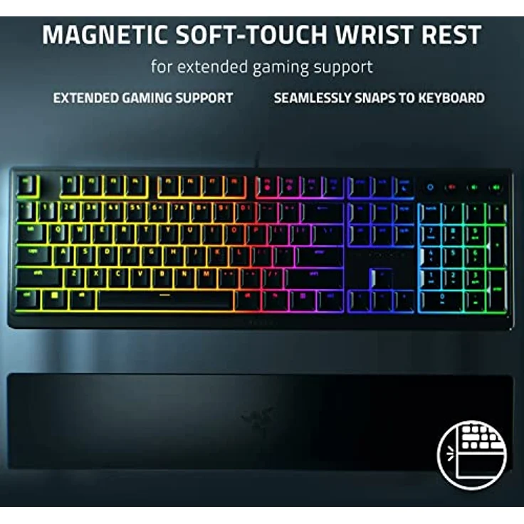 Razer Ornata V3 - Flache Mecha-Membran-Gaming Tastatur (Hybrid Mecha-Membran-Switches, Magnetische Soft-Touch-Handballenauflage) QWERTY US-Layout | Schwarz – Bild 2