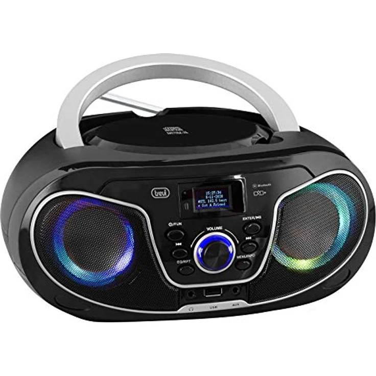 Trevi CMP 588 DAB Tragbares Stereo mit DAB/DAB+ und FM mit RDS, Dot Matrix Display mit hoher Ablesbarkeit, CD, MP3, USB, AUX-IN, Bluetooth, Kopfhörerbuchse - Schwarz – Bild 2