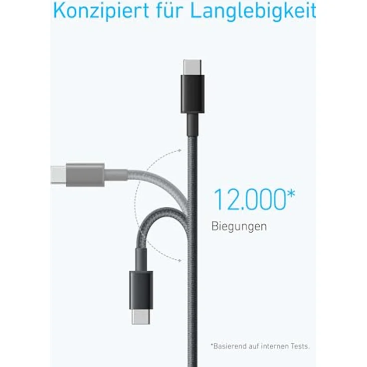 Anker 2 Pack New Nylon USB C to USB C Cable, 1,8 m, schwarz (B8753011) – Bild 3