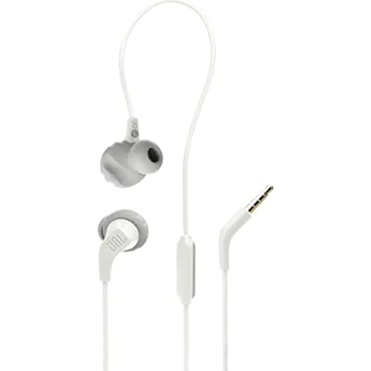 JBL Endurance Run 2 – Schweißresistenter In-Ear-Sport-Kopfhörer in Weiß – Mit integrierter Freisprechfunktion und Kabel
