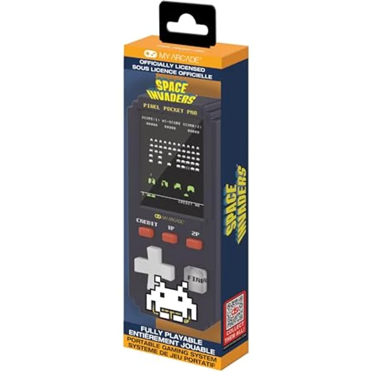 My Arcade Pixel Pocket Pro Space Invaders, Tragbare Spielkonsole mit 5,08 cm (2) Display, Schwarz – Bild 1