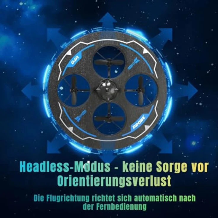 Goldstern-Tech RC-Quadrocopter UFO Einsteiger-Drohne mit 480P Kamera, LED-Beleuchtung, Hinderniserkennung, Höhenstabilisierung & 360° Flip-Funktion – Bild 3