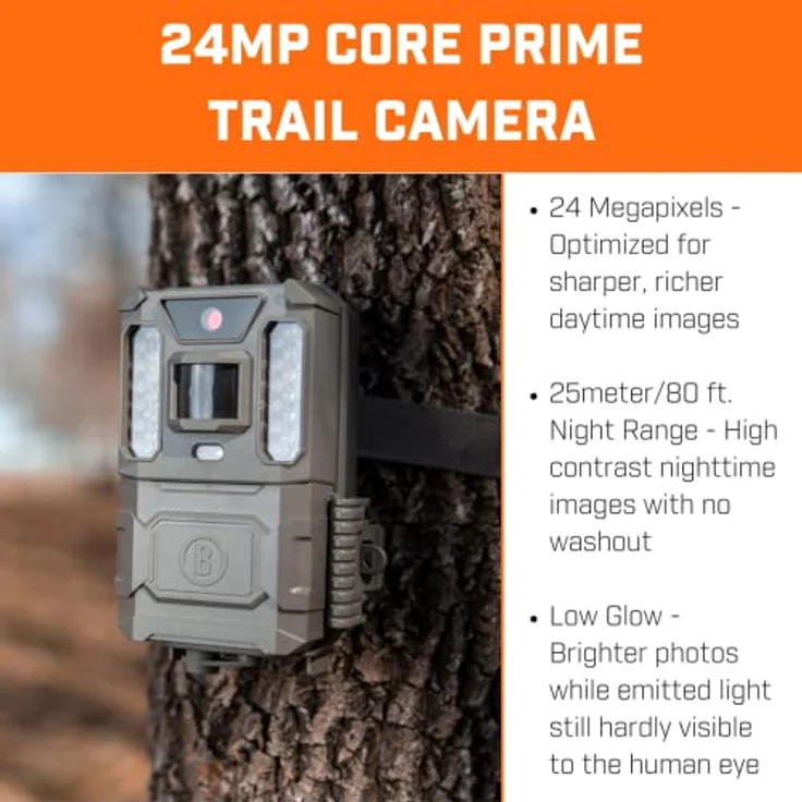 Bushnell - 24MP Core Prime - Trail-Kamera - Sand Braun - Low Glow - Wildlife - im Freien - Tiere - Drahtlos - Natur - Feld-Scan-Modus - Zeitraffer - Nachtbereich - 119932M – Bild 3
