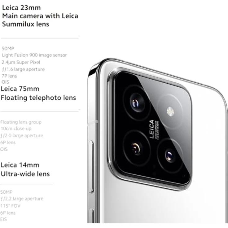Xiaomi 14 Smartphone, 12+256GB Handy ohne Vertrag, 120Hz 6.36'' AMOLED Display, Snapdragon 8 Gen3, 4610mAh, 90W HyperCharge, IP68 Staub- undwasserdicht, Leica Kamera (Schwarz) – Bild 4