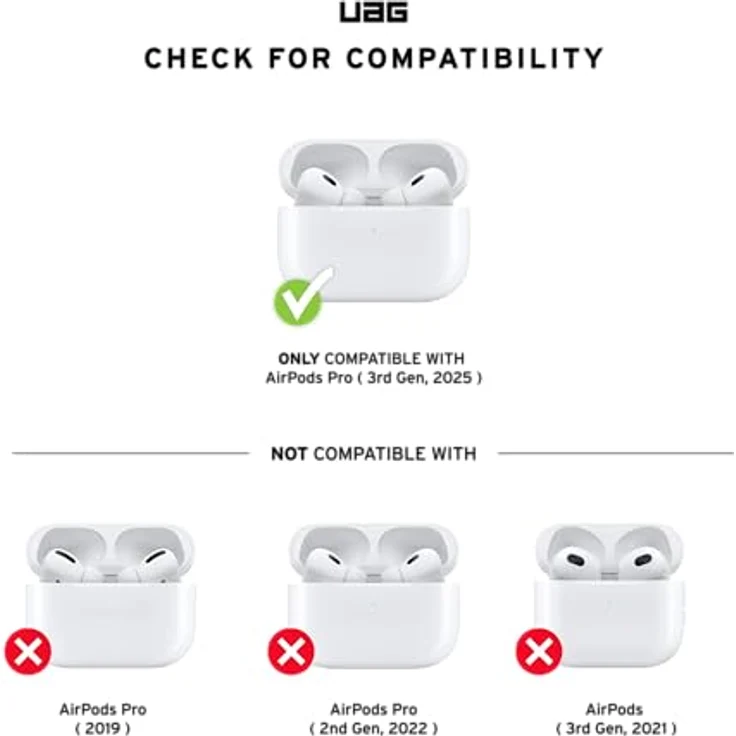 URBAN ARMOR GEAR Scout Case für Apple AirPods Pro 3, Wireless-Charging kompatibel, Status LED sichtbar, abnehmbarer Karabinerhaken, schwarz – Bild 2