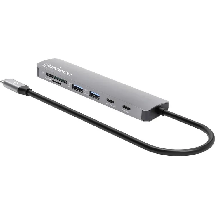 Manhattan 7-in-1 Notebook Dockingstation, integrierter Kartenleser, USB-C® Power Delivery mit 100 W, HDMI 4K UHD
