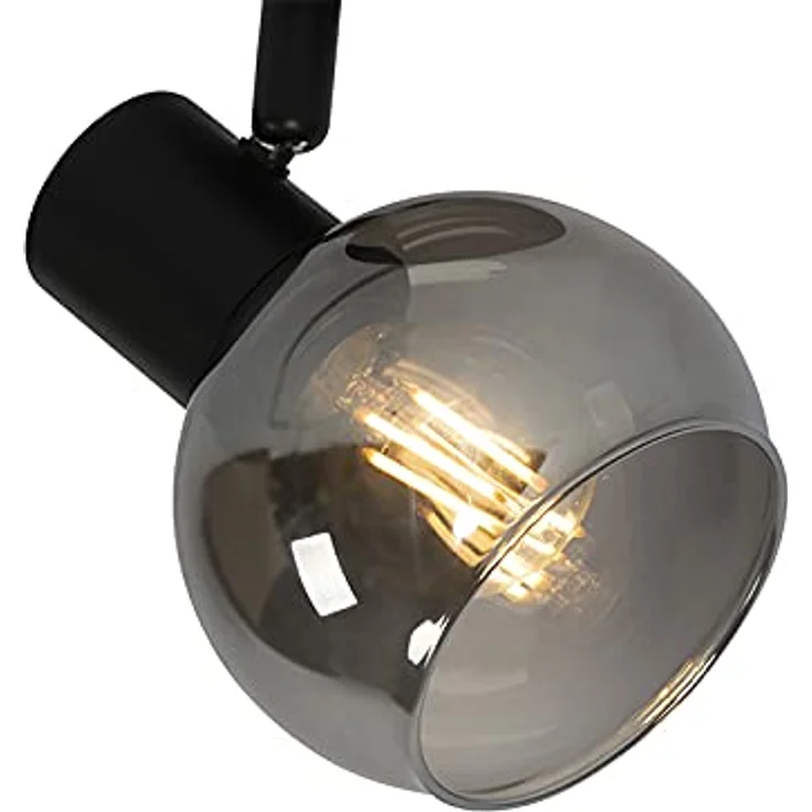 Qazqa Art Deco Spot schwarz mit Rauchglas - Vidro I - Rund - LED geeignet E14 – Bild 5