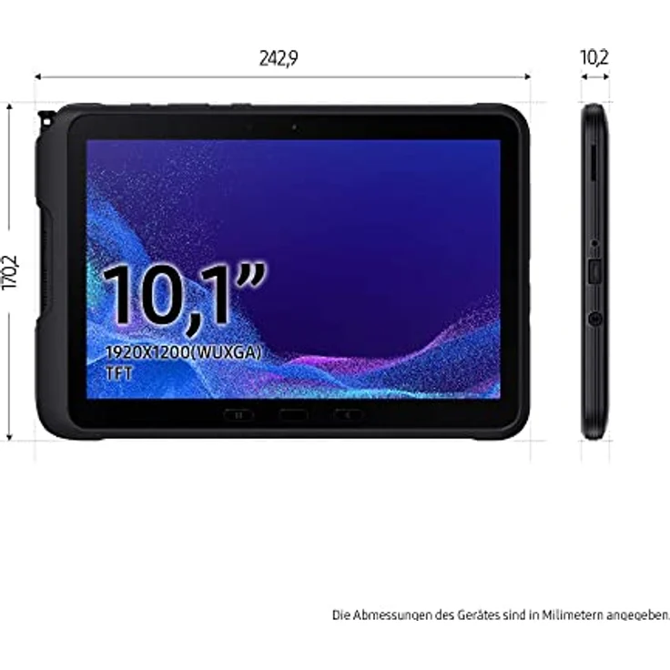 Samsung Galaxy Tab Active 4 Pro Wassergeschütztes, Robustes Android-Tablet, 10,1 Zoll Display, 4 GB RAM und 64 GB erweiterbarer interner Speicher, Akku 7.600 mAh, Schwarz – Bild 2