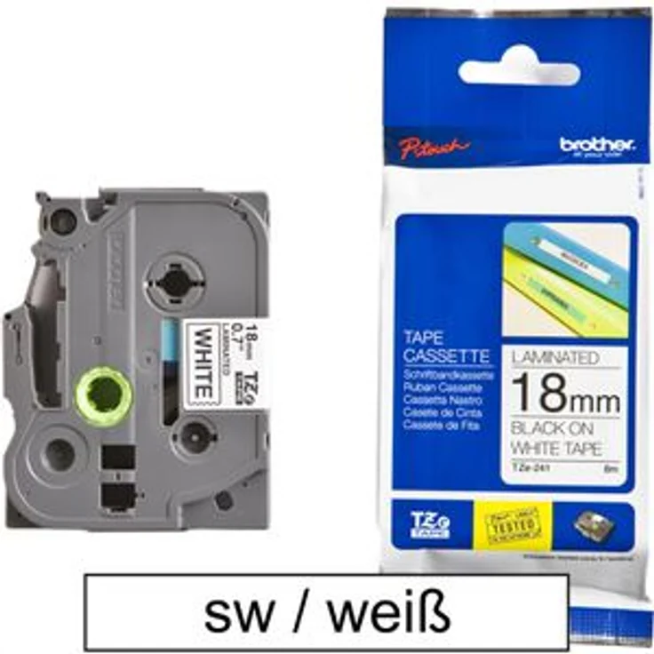 Brother TZe-241 18mm Schriftband P-touch Tape weiß – Bild 1