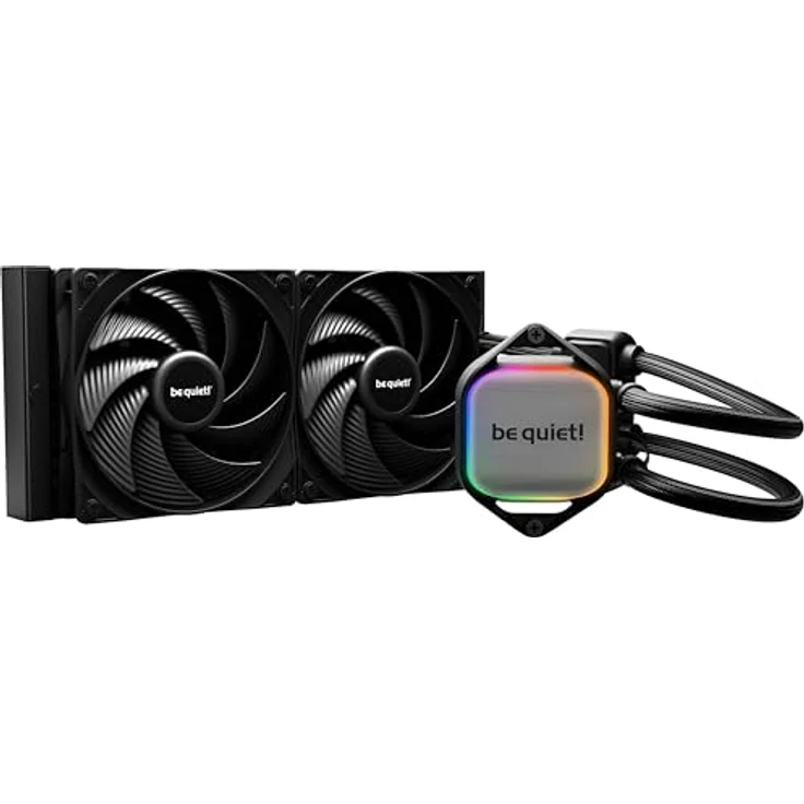 be quiet! Pure Loop 2 240mm All-in-One Wasserkühlung für AMD/Intel Systeme, 2x Pure Wings 3 PWM Lüfter, hoher statischer Druck, doppelt entkoppelte PWM-Pumpe mit ARGB, Schwarz BW017 – Bild 1