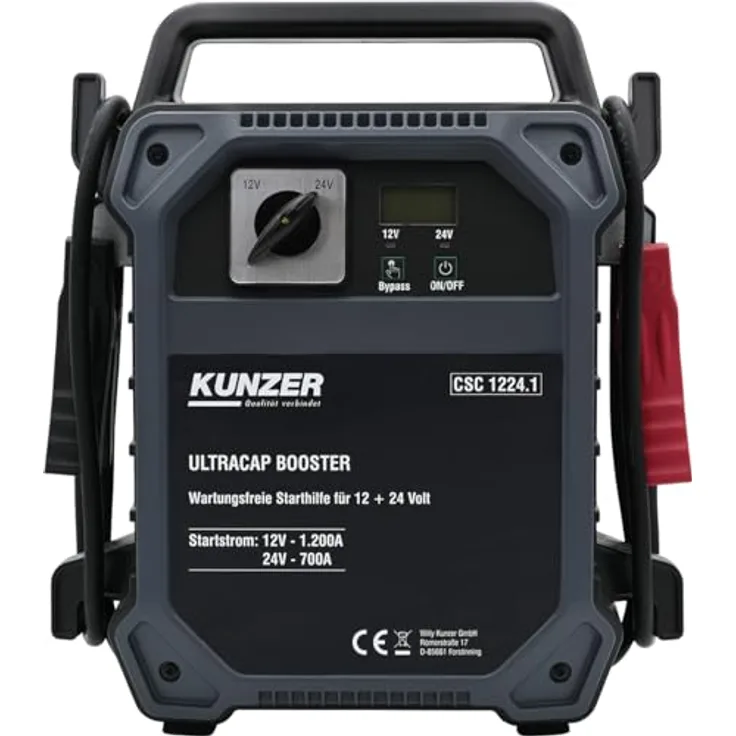 Kunzer CSC 1224.1 Kfz-Ladegerät, Schnellstartsystem mit 1200A Spitzenstrom und LCD-Display