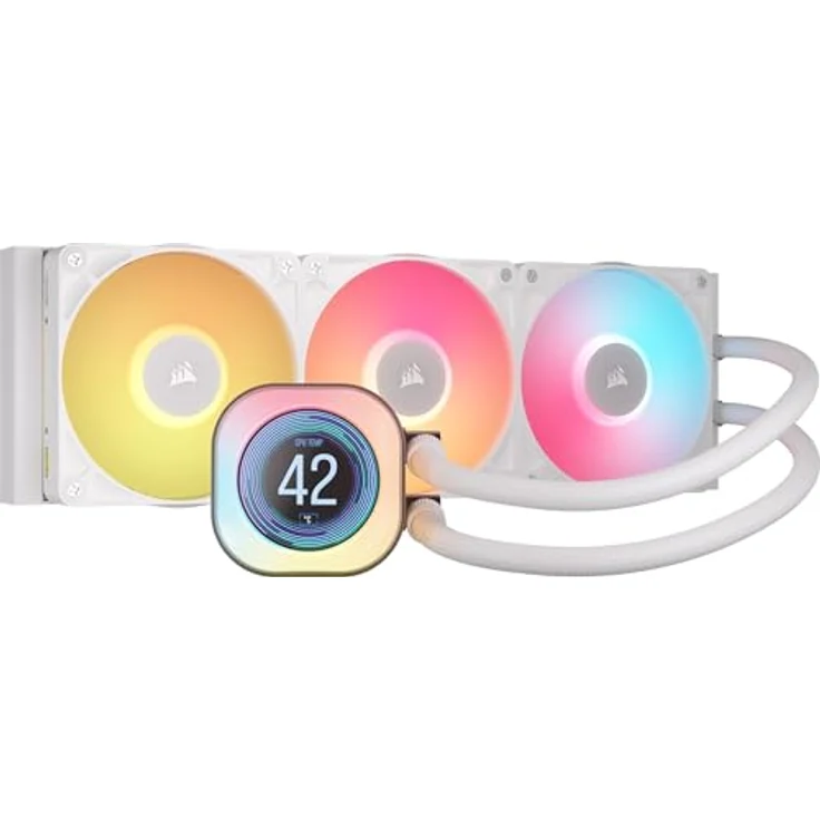 CORSAIR iCUE LINK Titan 360 RX LCD CPU-Flüssigkeitskühler – 360mm AIO – RGB-Lüfter – iCUE LINK-System-Hub – Weiß – Bild 1