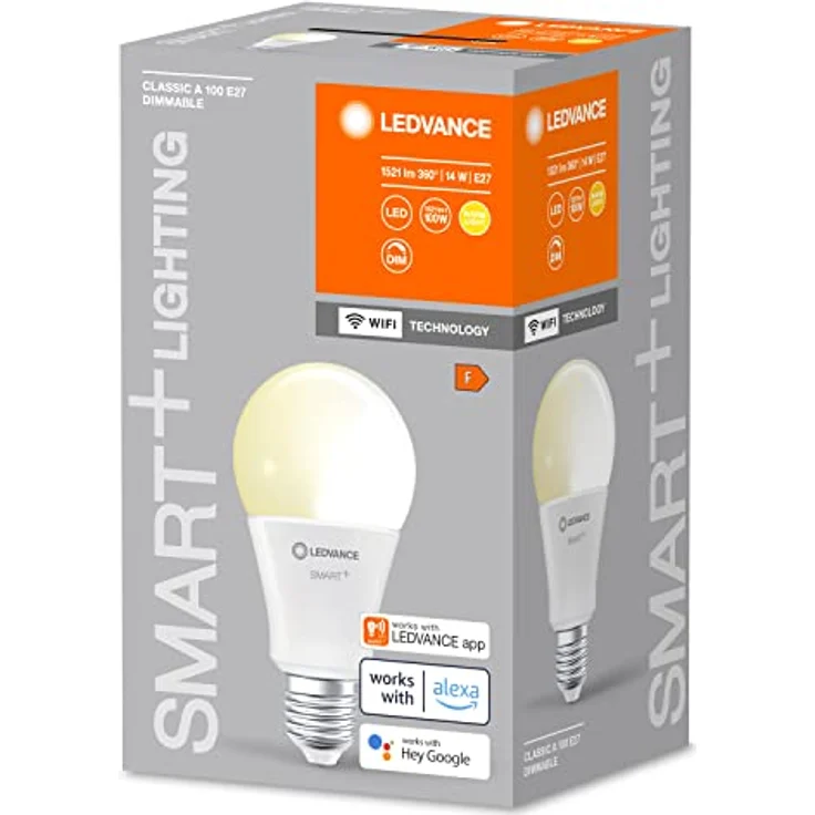 LEDVANCE Smarte LED-Lampe mit WiFi Technologie, Sockel E27, Dimmbar, Warmweiß (2700 K), ersetzt Glühlampen mit 100 W, SMART+ WiFi Classic Dimmable, 1er-Pack – Bild 2