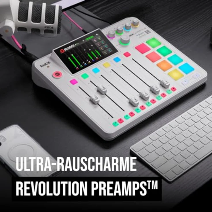 Rode Rodecaster Pro II, 9-Kanal-Audio-Mixer mit rauscharmer Vorverstärkung und Audioprozessoren, weiß – Bild 8