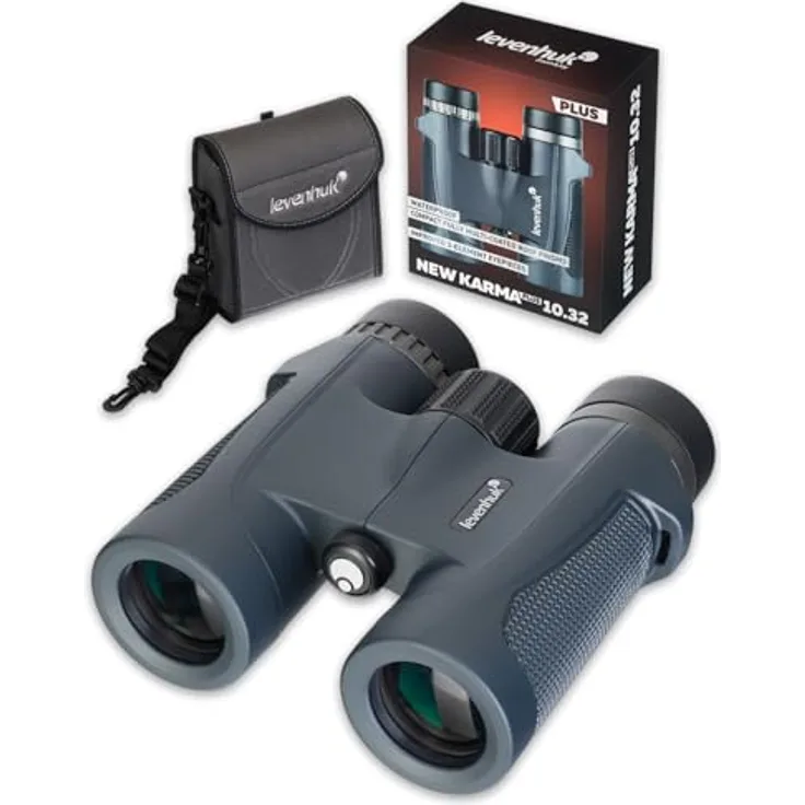 Levenhuk New Karma PLUS 10x32 Fernglas, wasserdicht nach IP67, BaK4-Optik, schwarz