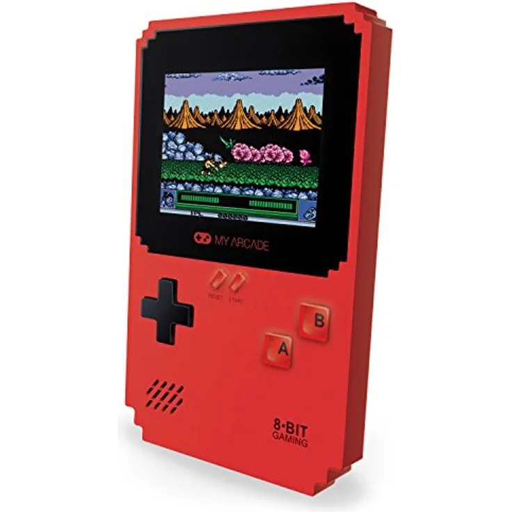 Atari Pixel Classic Retro Konsole, Handheld-Spielsystem mit 300 integrierten Spielen, rot