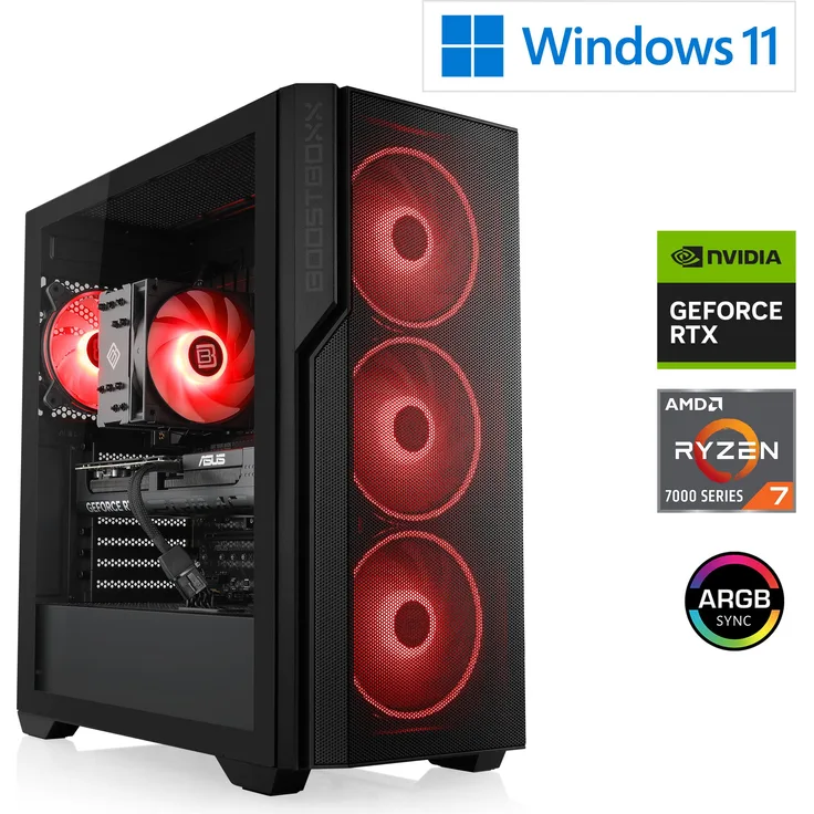 CSL-Computer Gaming PC M13470H, AMD Ryzen 7 7800X3D, 32 GB DDR5 RAM, NVIDIA RTX5070, 1000 GB M.2 SSD, Windows 11 Home