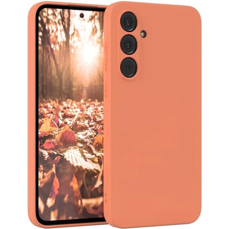 EAZY CASE Silikonhülle für Samsung Galaxy A55, stoßfest mit Kameraschutz, dünn, orange, kratzresistent, kompatibel mit kabellosem Laden – Bild 1