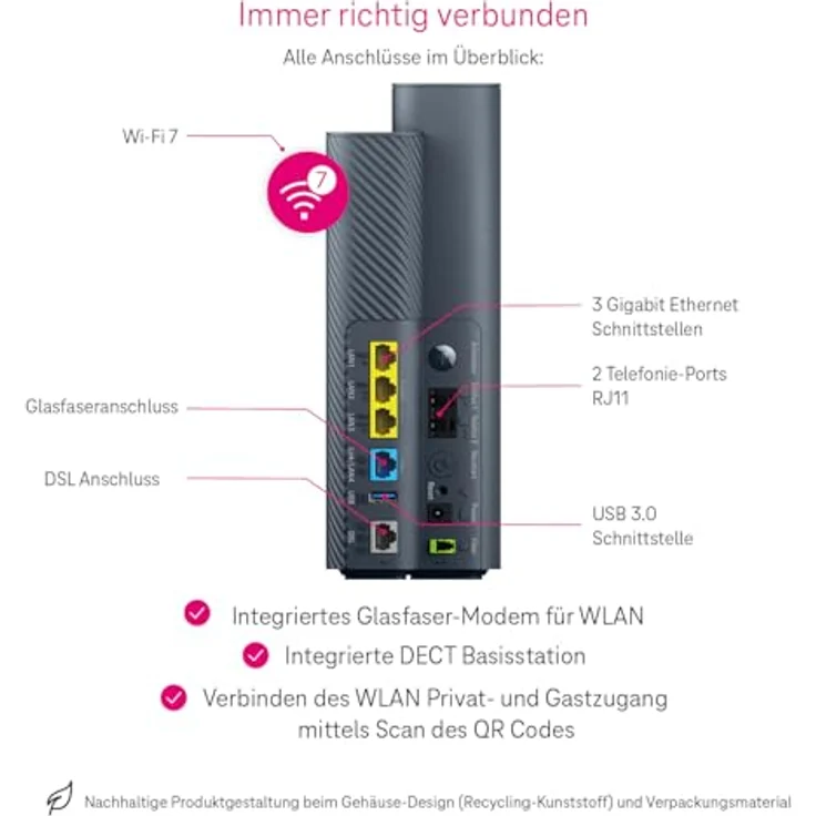 TELEKOM Speedport 7 Router, WLAN-Router mit bis zu 6.760 Mbit/s, Wi-Fi 7, integrierter Glasfaser-Modem und Smart Home Funktionen – Bild 6