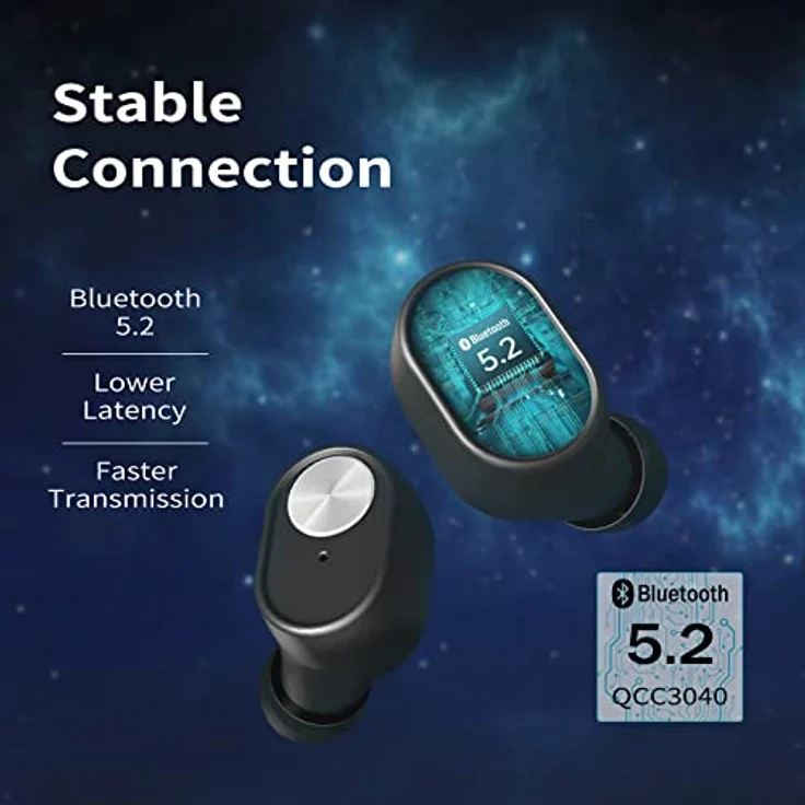 SoundMAGIC T60BT True Wireless Ohrhörer in Ear Bluetooth Kopfhörer mit Mikrofon HiFi Stereo Sport Ohrhörer Wasserdicht Schwarz – Bild 2