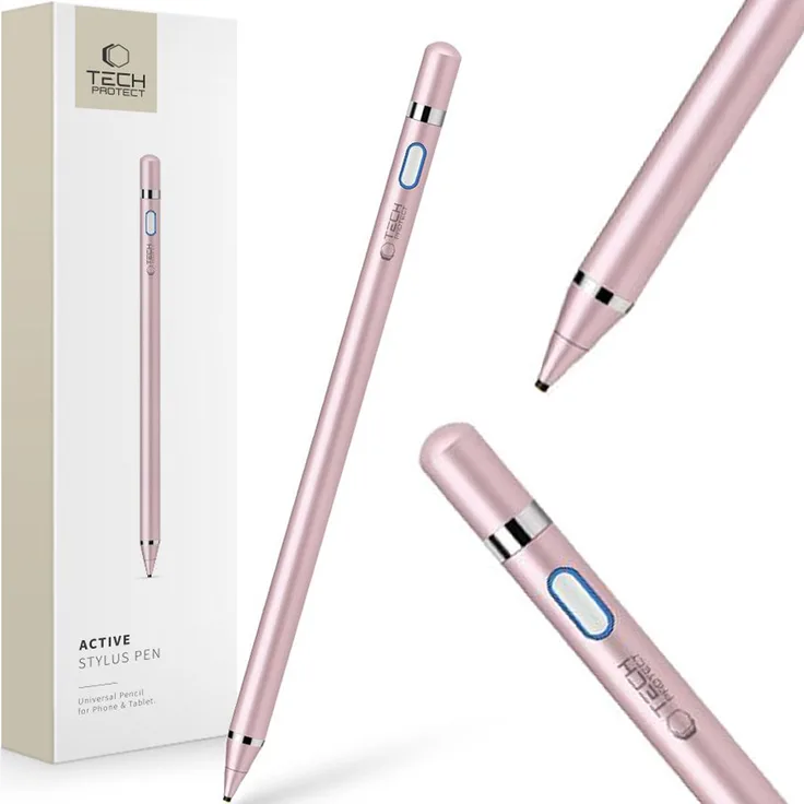 Tech-Protect Active Stylus Stift Rosa, Präzisionsspitze für genaues Schreiben und Zeichnen, ergonomisches Design