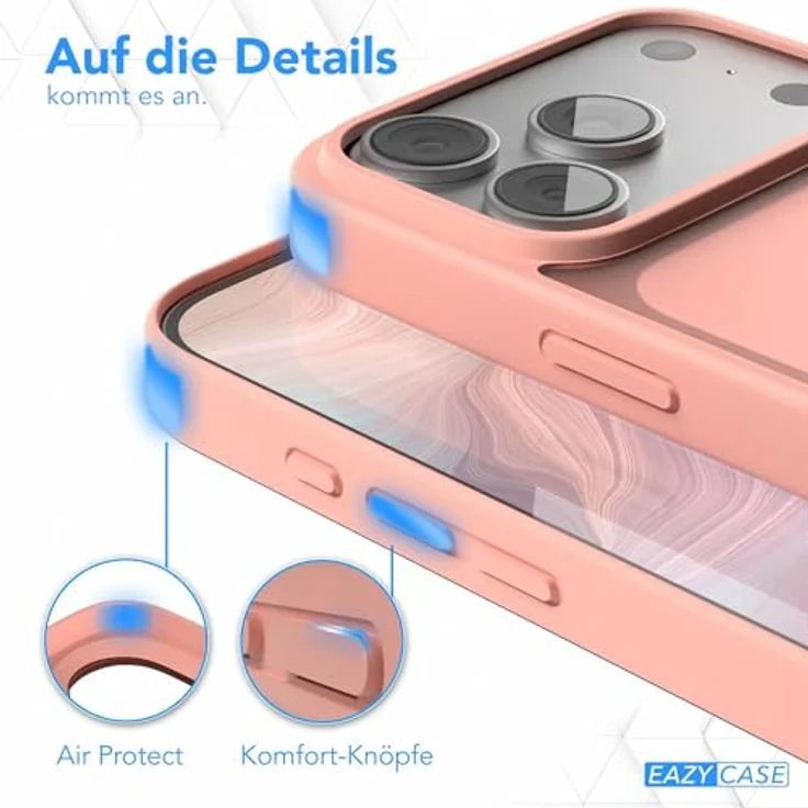 EAZY CASE Outdoor Hülle für iPhone 17 Pro, Matte Schutzhülle mit Ultra Aufprallschutz, Stoßfest, Kratzfest und Kameraschutz - Rosa – Bild 4
