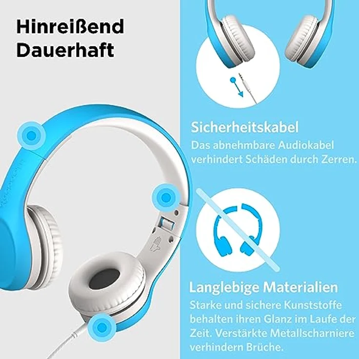 LilGadgets Connect+ Volume Begrenzte Wired Kopfhörer Mit Shareport Für Kinder Blau – Bild 4